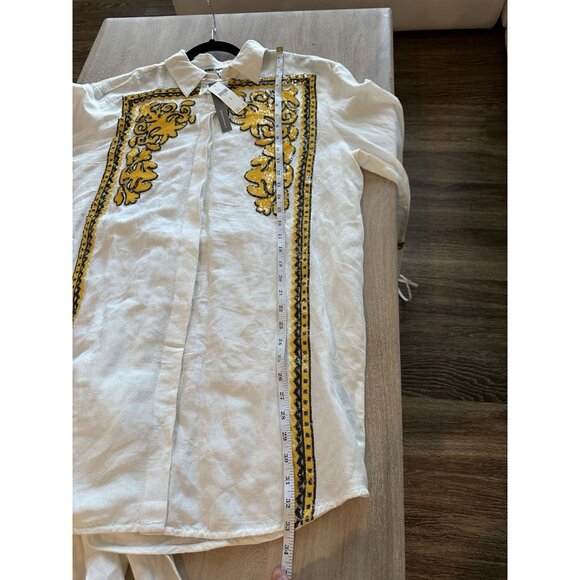 Dhruv Kapoor NWT Long-Sleeve Embroidered Sequin Mini Shirt Dress Medium Anthro - Picture 9 of 10